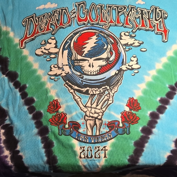 Liquid Blue Tie-Dye Grateful Dead Tee - Blue, Green, Purple - Picture 4 of 9